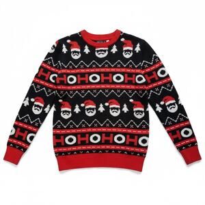 H&M Sweater Mens Size XS Black Christmas Holiday Festive Party Knit Pullover